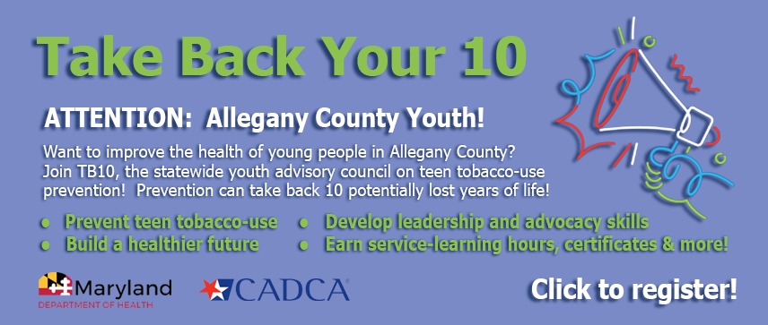 Allegany County youth needed for statewide teen tobacco-use prevention council!  Click to register!